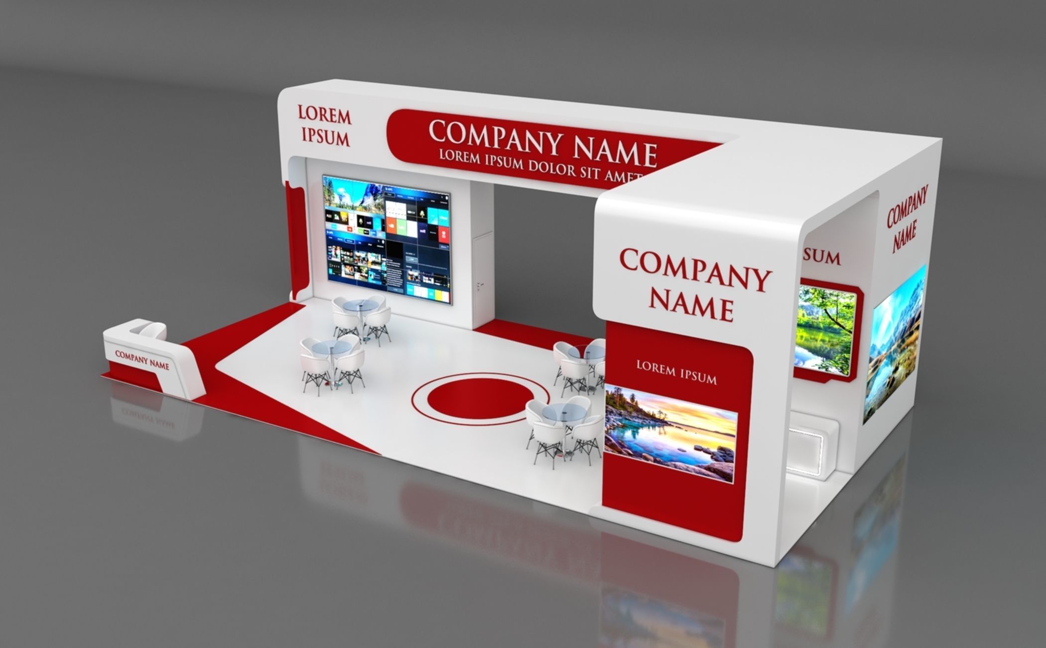 Booth Exhibition Stand Stall 14x7m Height 500 cm 4 Side Open 3D model_4