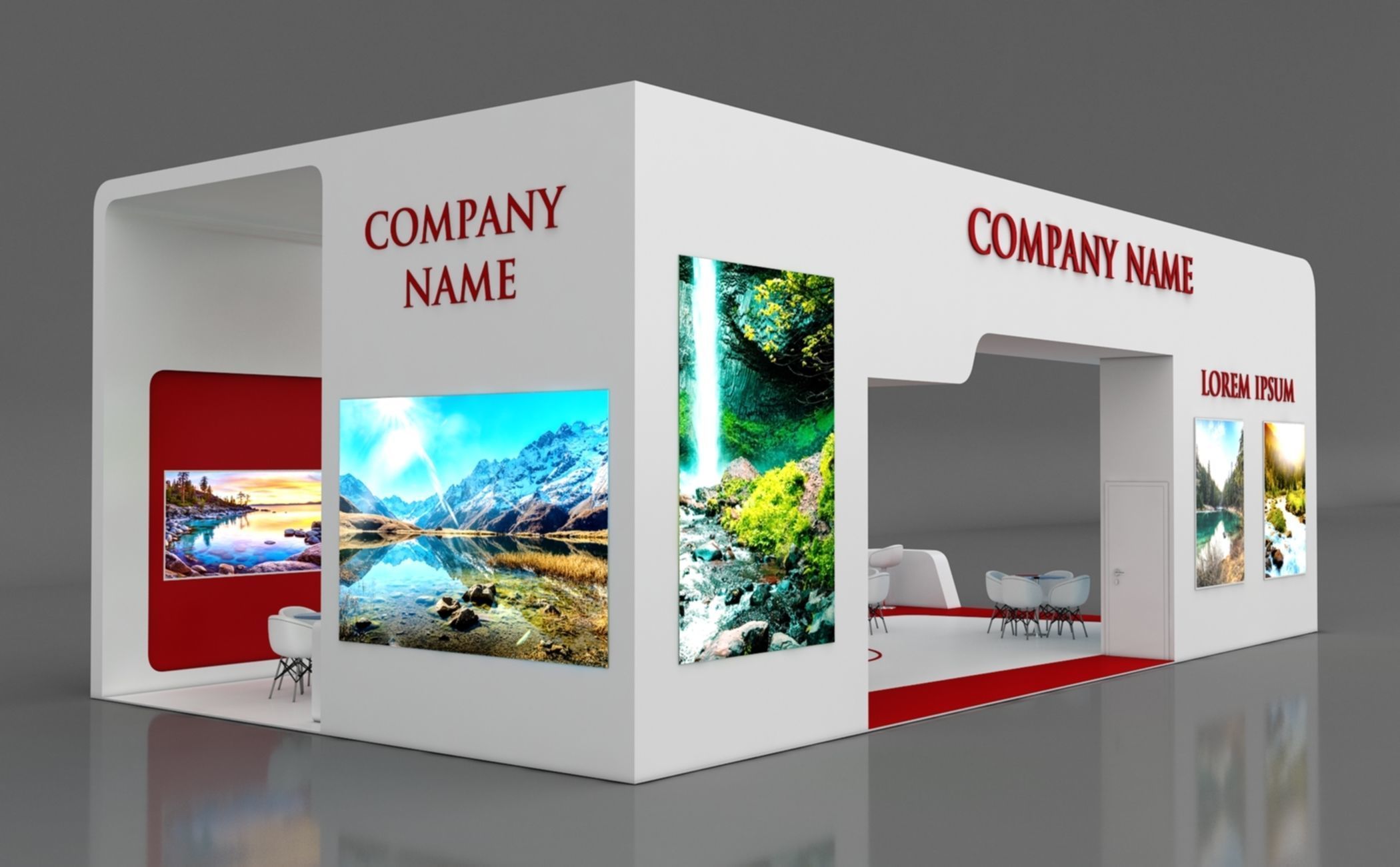 Booth Exhibition Stand Stall 14x7m Height 500 cm 4 Side Open 3D model_5