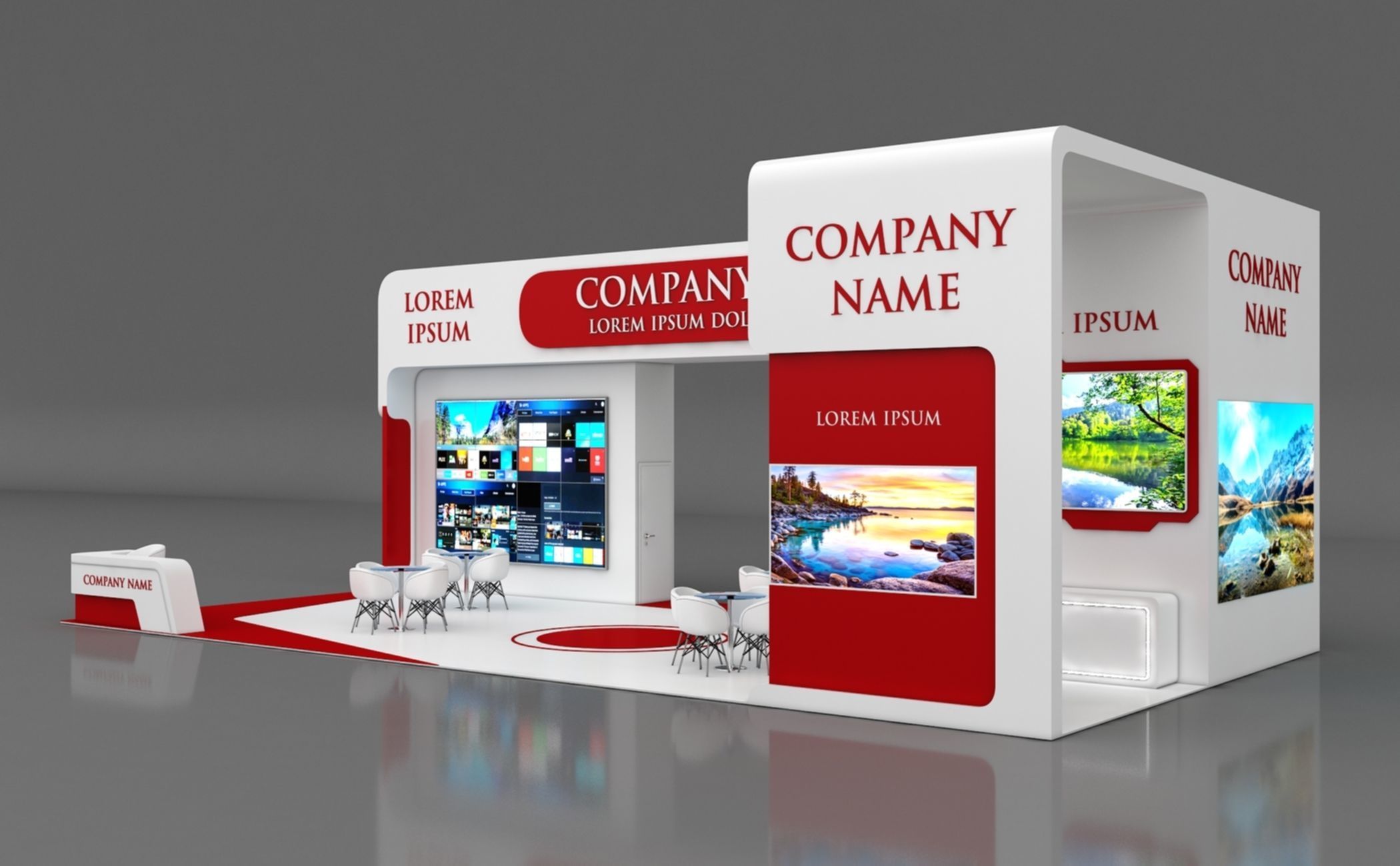 Booth Exhibition Stand Stall 14x7m Height 500 cm 4 Side Open 3D model_3