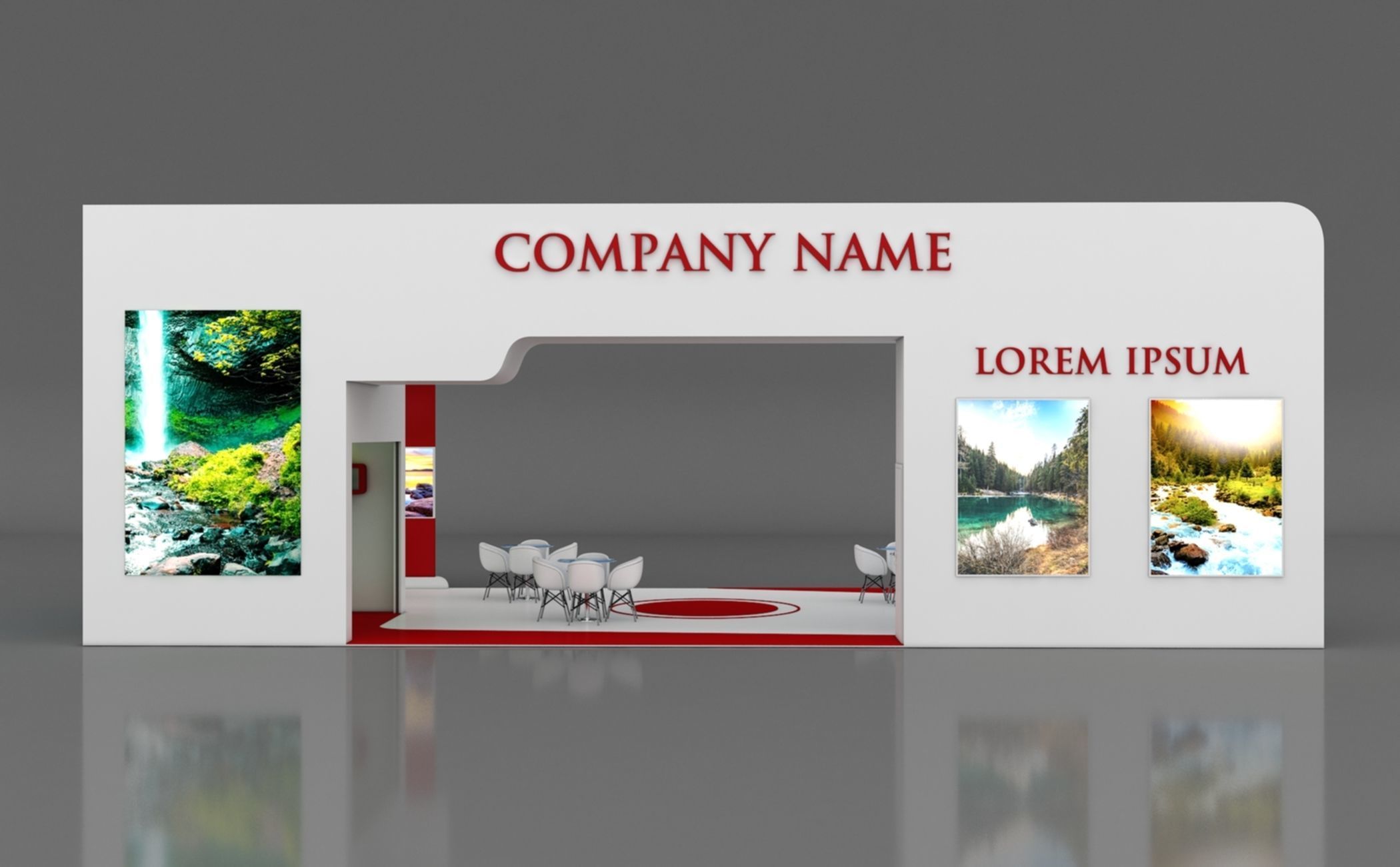 Booth Exhibition Stand Stall 14x7m Height 500 cm 4 Side Open 3D model_7