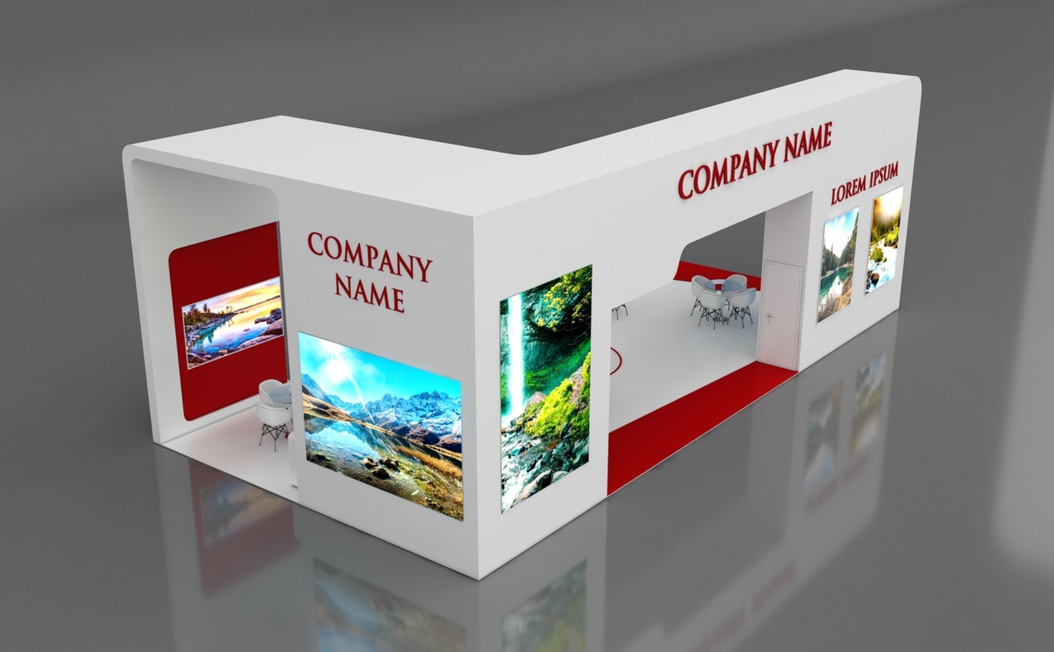 Booth Exhibition Stand Stall 14x7m Height 500 cm 4 Side Open 3D model_6