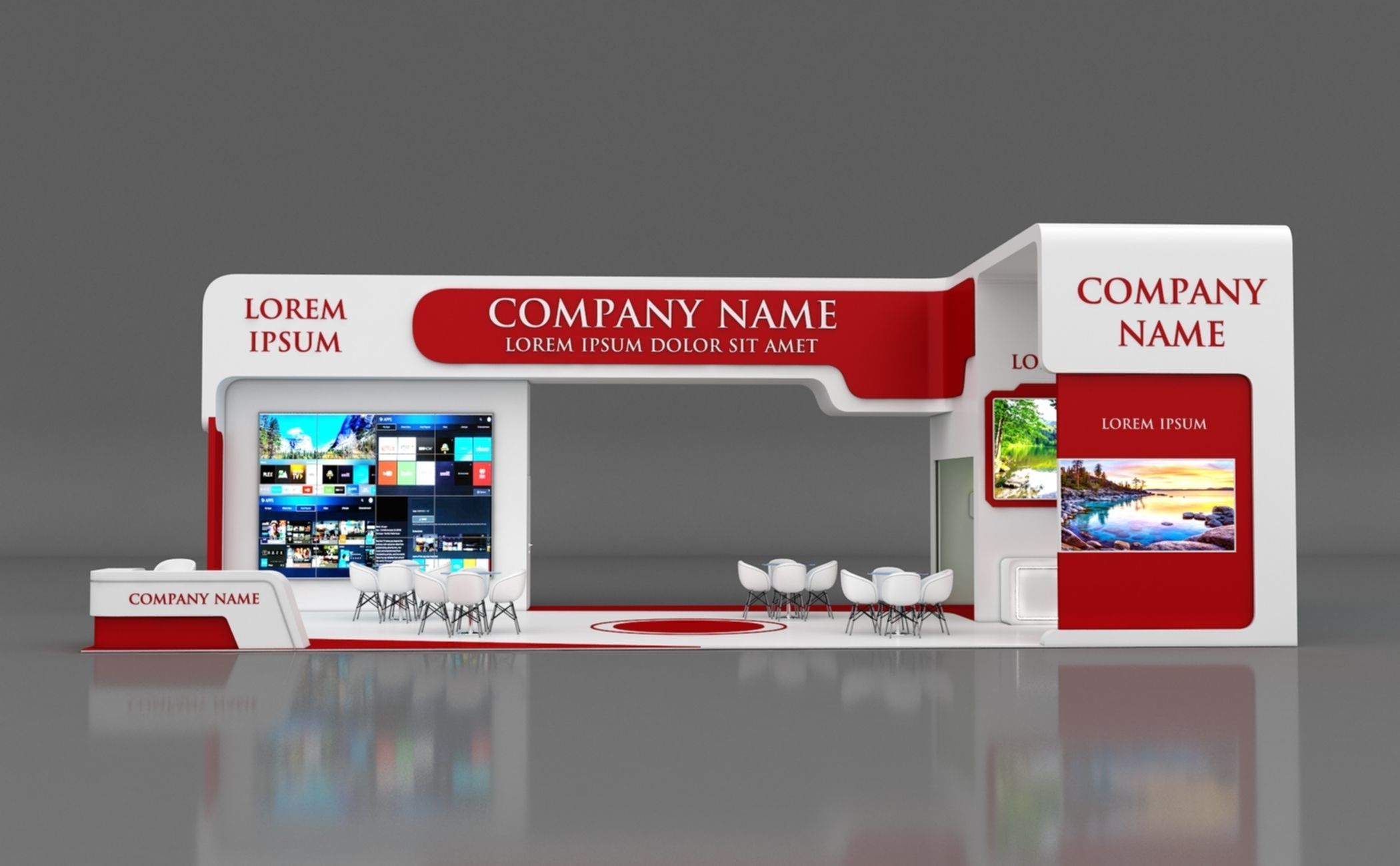 Booth Exhibition Stand Stall 14x7m Height 500 cm 4 Side Open 3D model_2