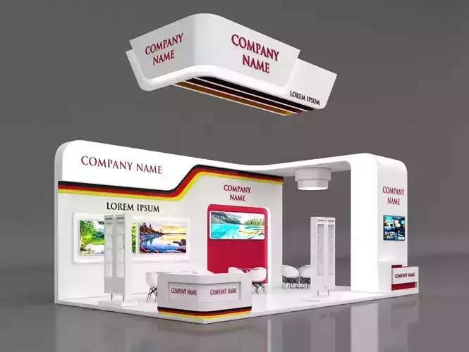 Booth Exhibition Stand Stall 6x10m Height 450 cm 3 Side Open