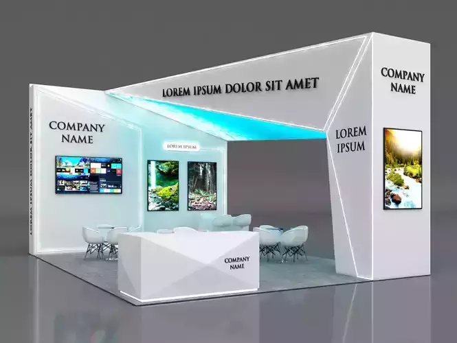 Booth Exhibition Stand Stall 8x6m Height 450 cm 3 Side Open