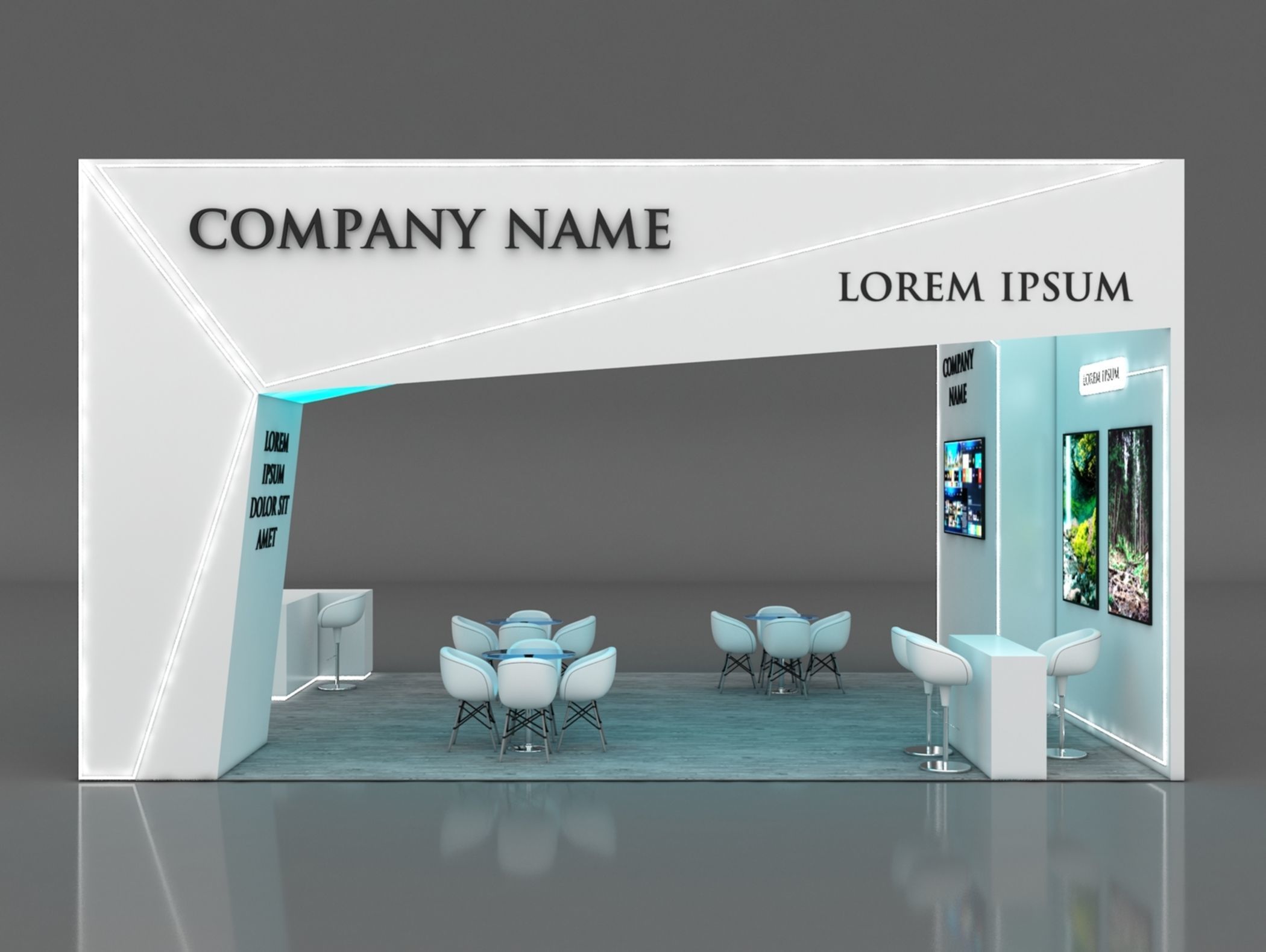 Booth Exhibition Stand Stall 8x6m Height 450 cm 3 Side Open 3D model_5