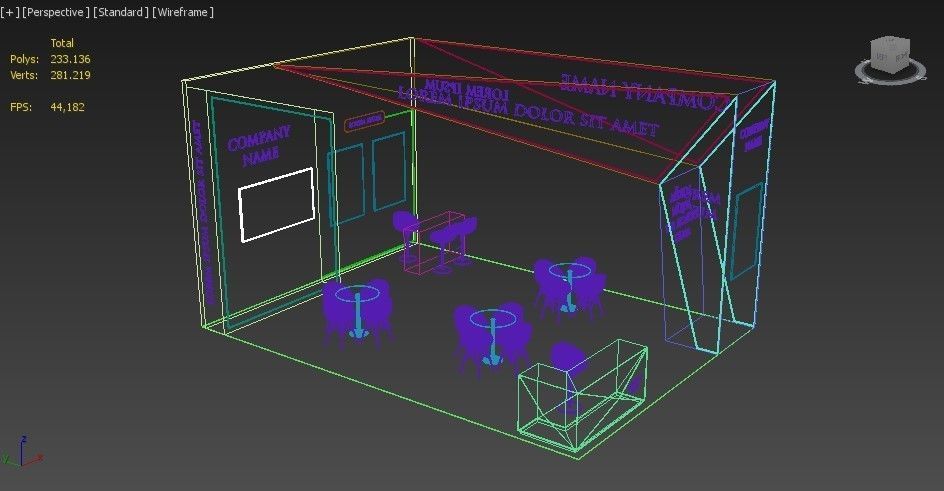 Booth Exhibition Stand Stall 8x6m Height 450 cm 3 Side Open 3D model_7