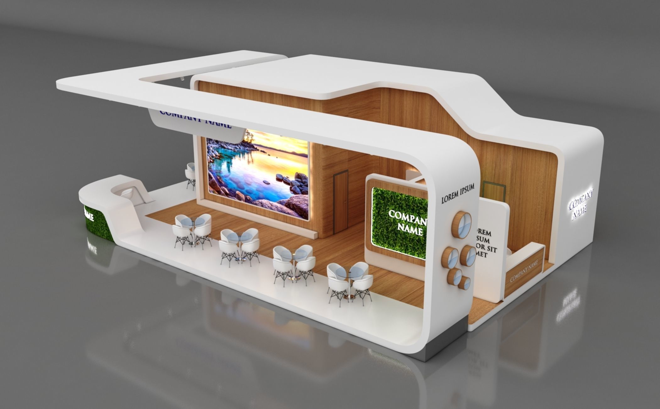 Booth Exhibition Stand Stall 15x10m Height 500 cm 4 Side Open 3D model_8