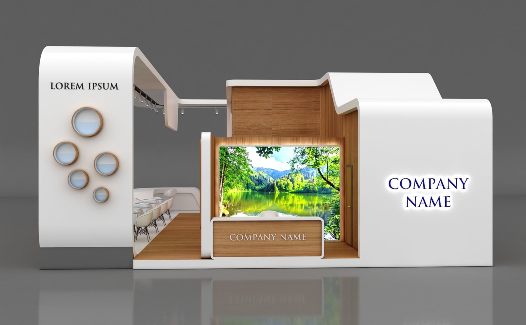 Booth Exhibition Stand Stall 15x10m Height 500 cm 4 Side Open 3D model_3