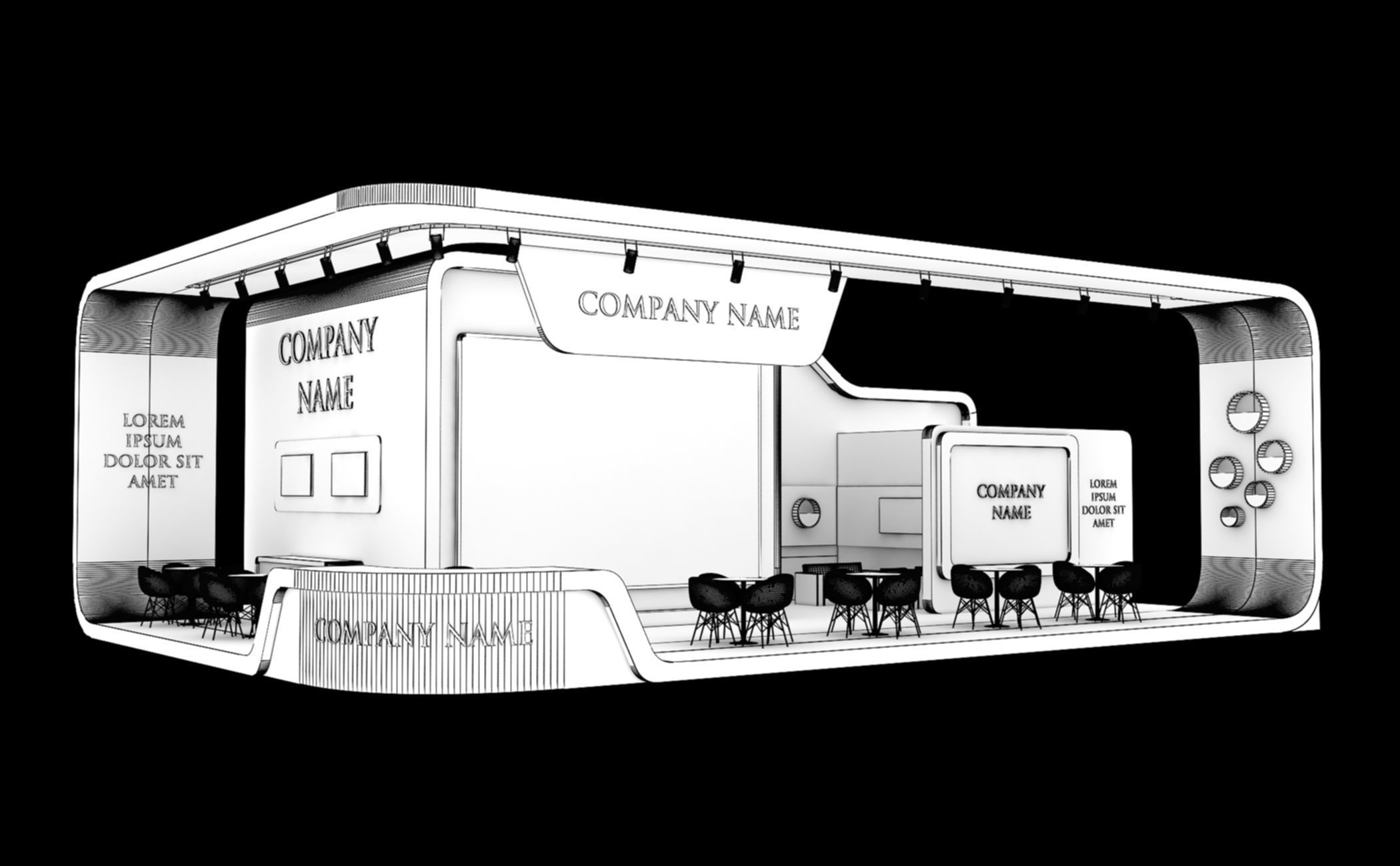 Booth Exhibition Stand Stall 15x10m Height 500 cm 4 Side Open 3D model_10