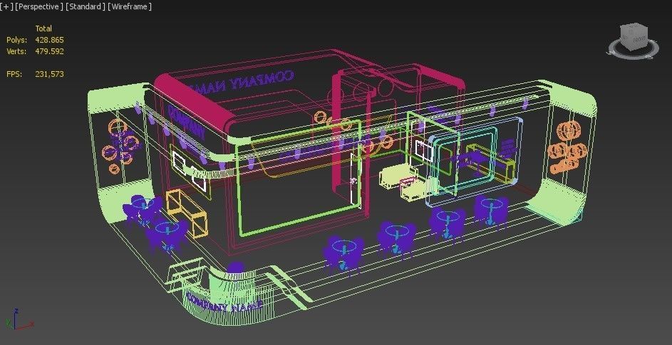 Booth Exhibition Stand Stall 15x10m Height 500 cm 4 Side Open 3D model_9