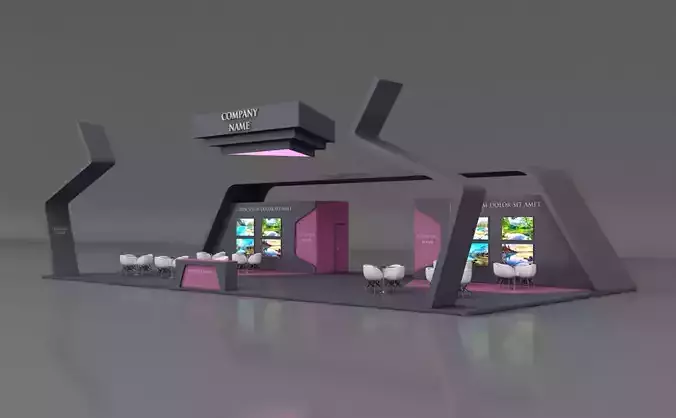 Booth Exhibition Stand Stall 10x20m Height 500 cm 4 Side Open 3D model