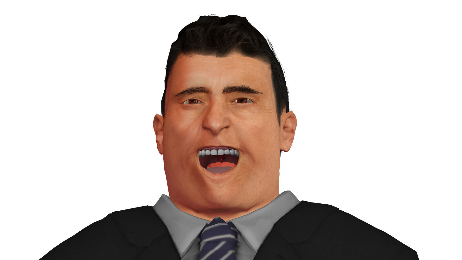 Fat man in a suit Low-poly 3D model_2