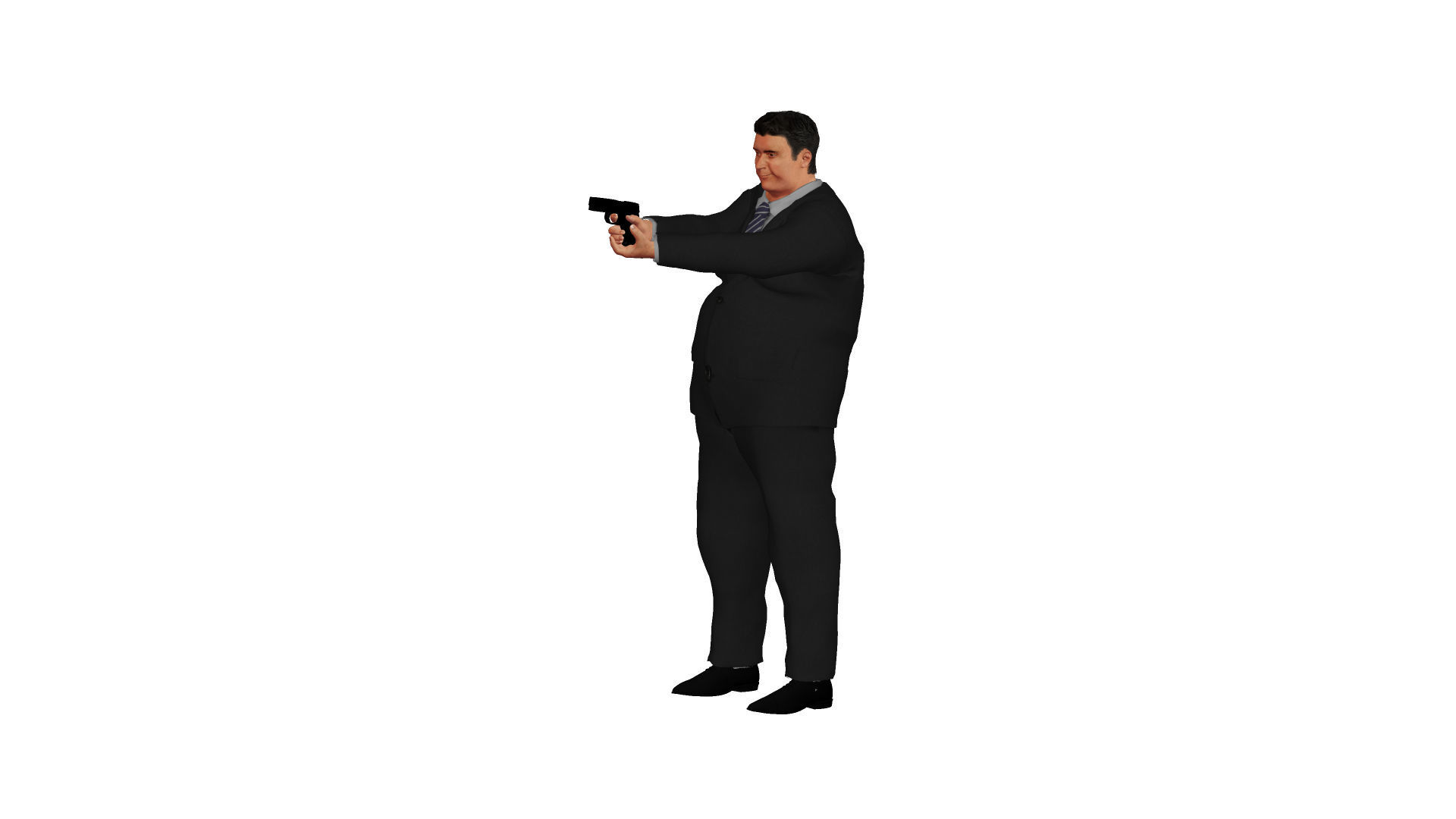 Fat man in a suit Low-poly 3D model_7