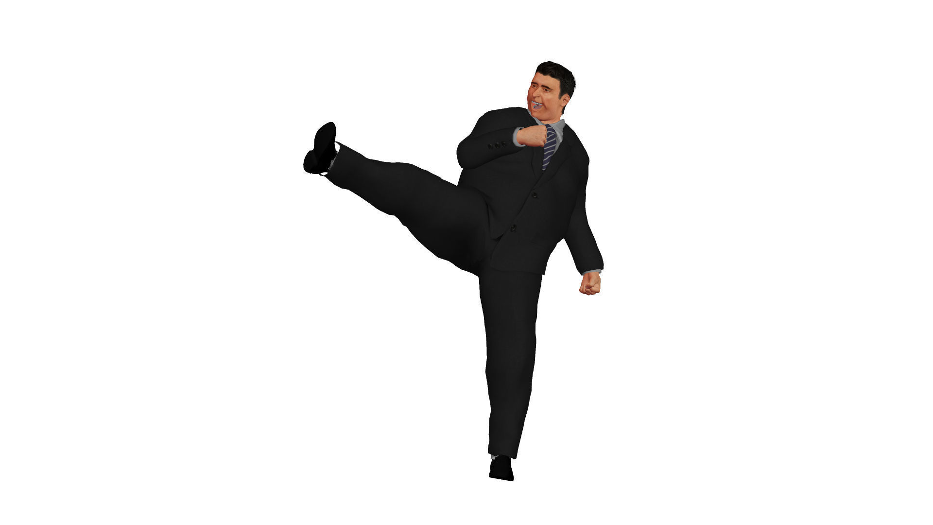 Fat man in a suit Low-poly 3D model_1