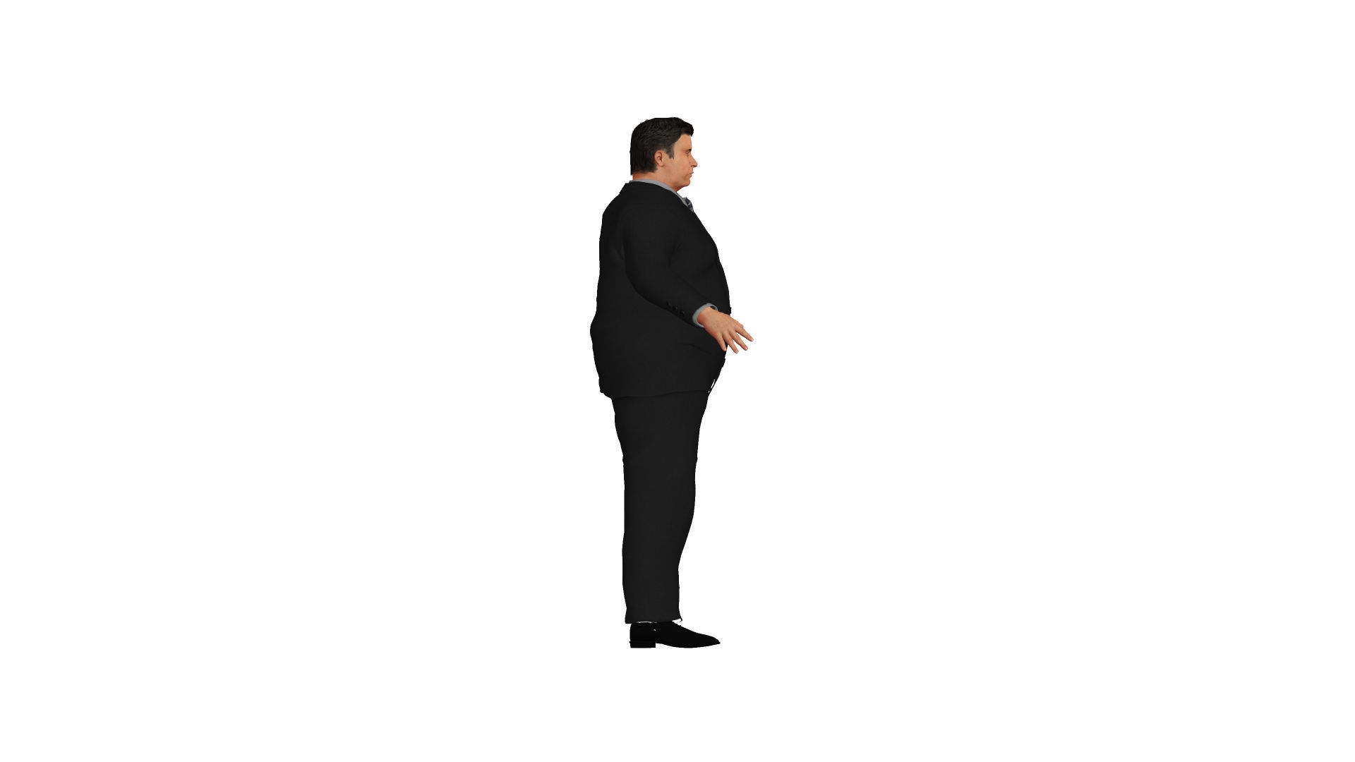 Fat man in a suit Low-poly 3D model_4