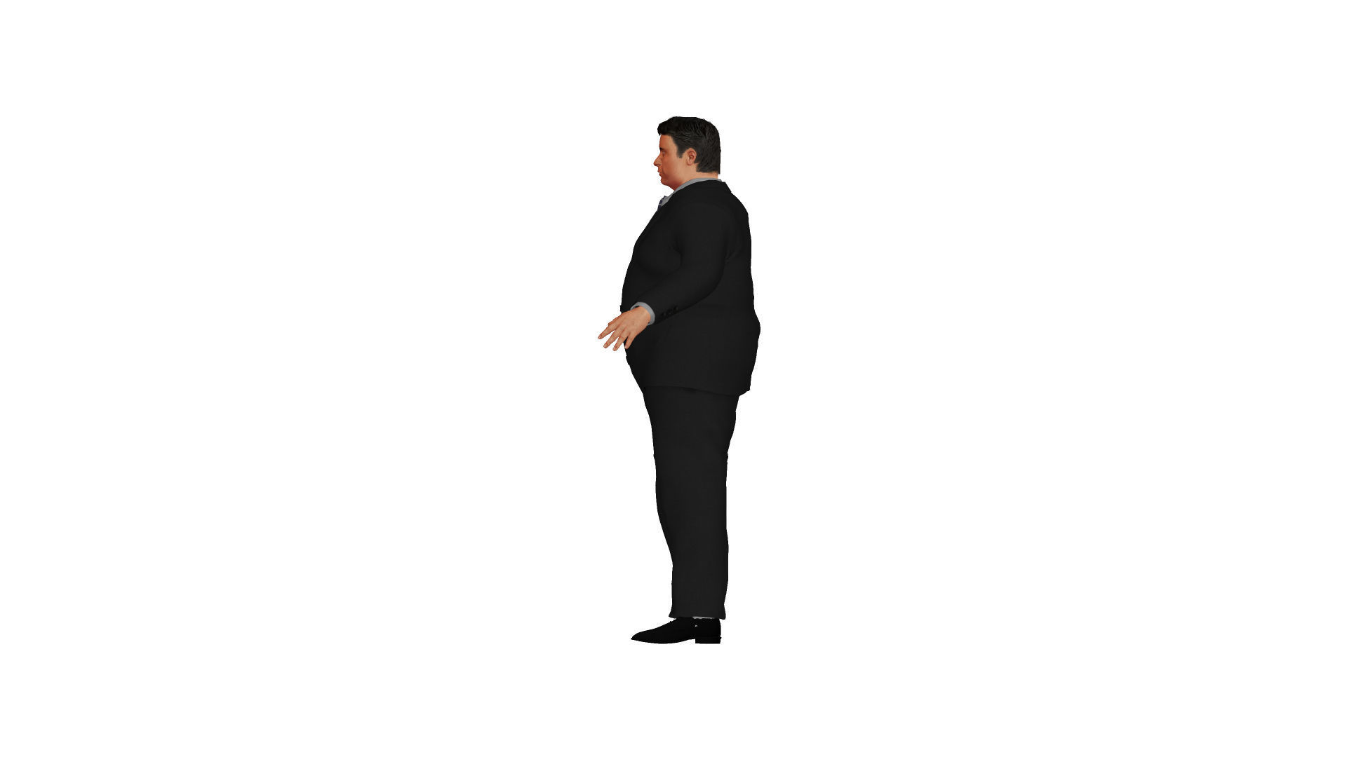 Fat man in a suit Low-poly 3D model_6