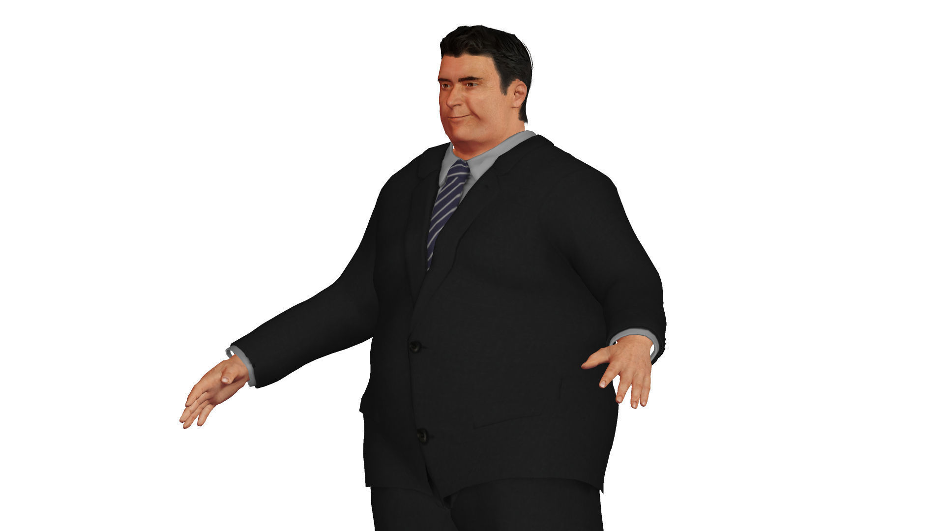 Fat man in a suit Low-poly 3D model_8