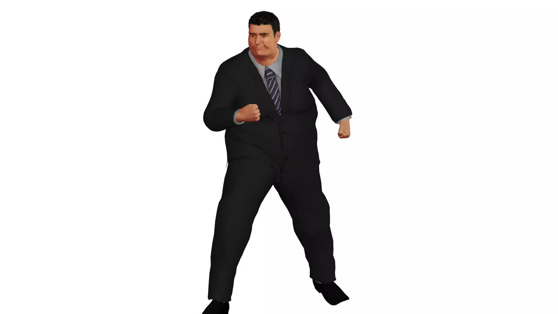 Fat man in a suit Low-poly 3D model_0