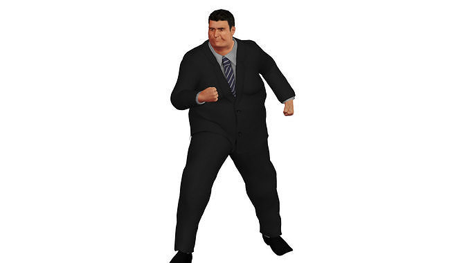 Fat man in a suit Low-poly 3D model