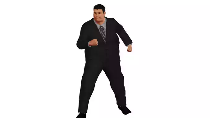 Fat man in a suit Low-poly 3D model
