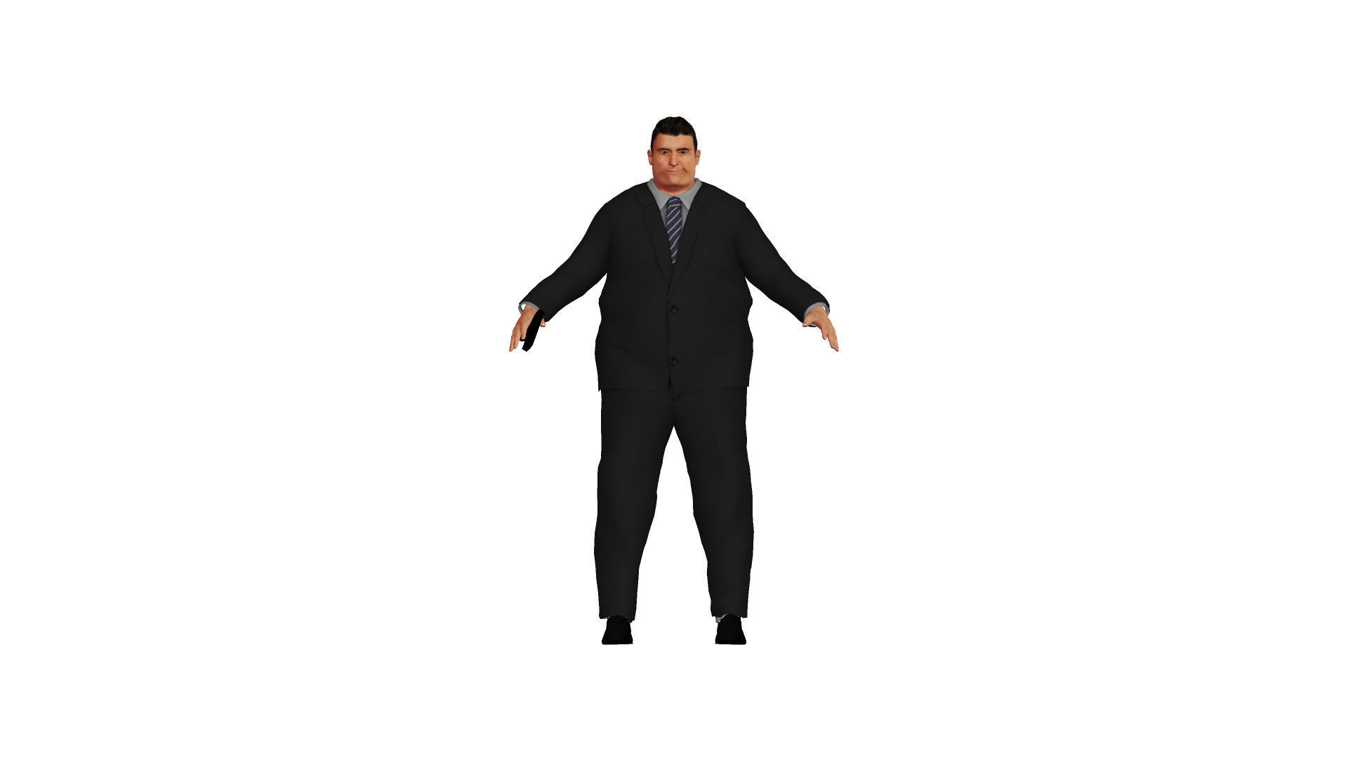Fat man in a suit Low-poly 3D model_9
