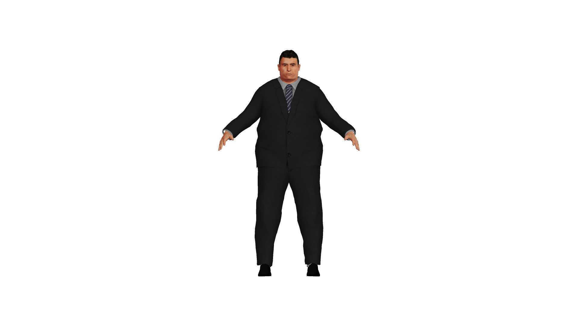 Fat man in a suit Low-poly 3D model_3