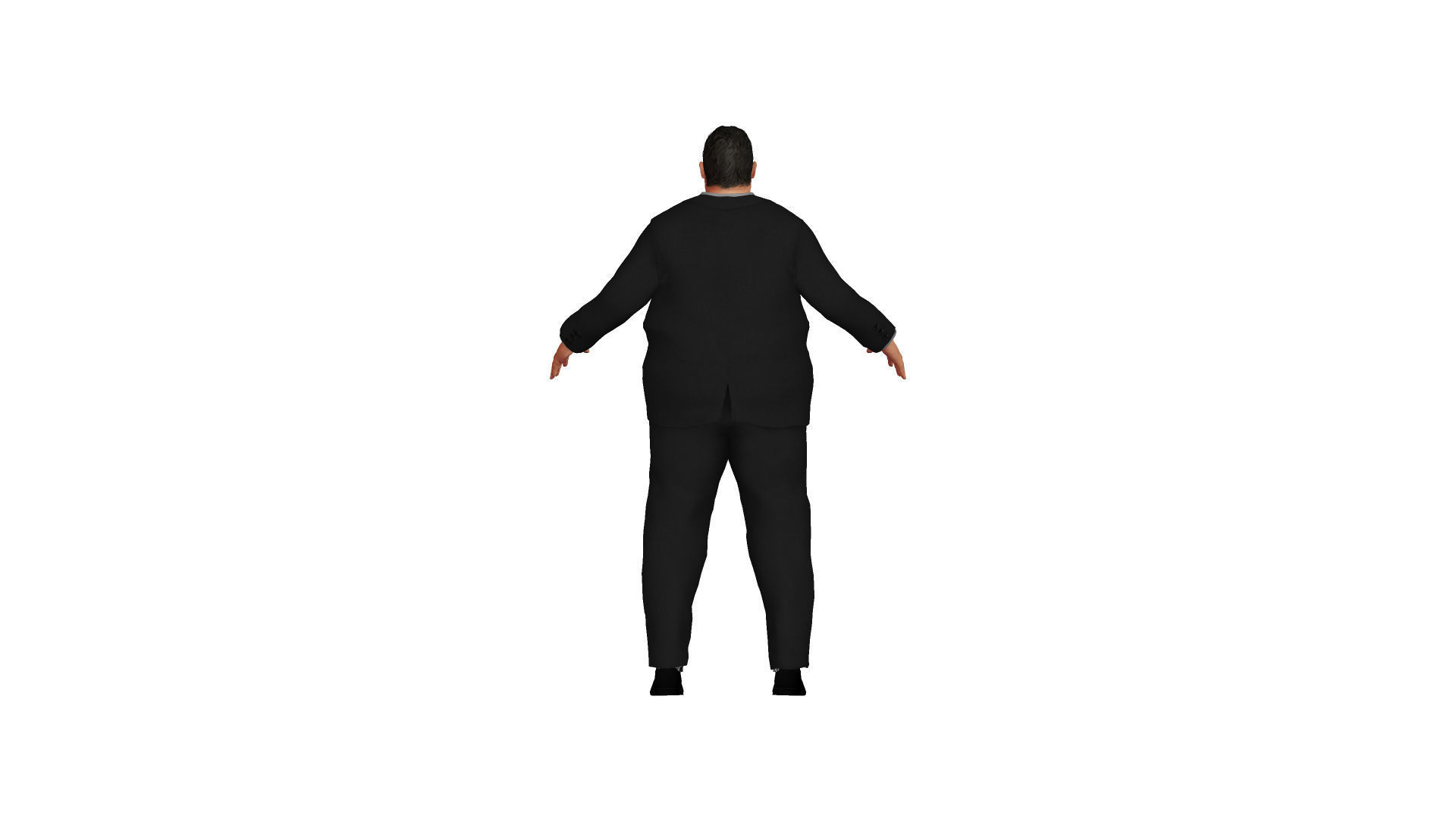 Fat man in a suit Low-poly 3D model_5