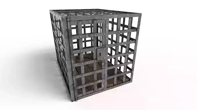 Metallic prison Cage Low-poly 3D model