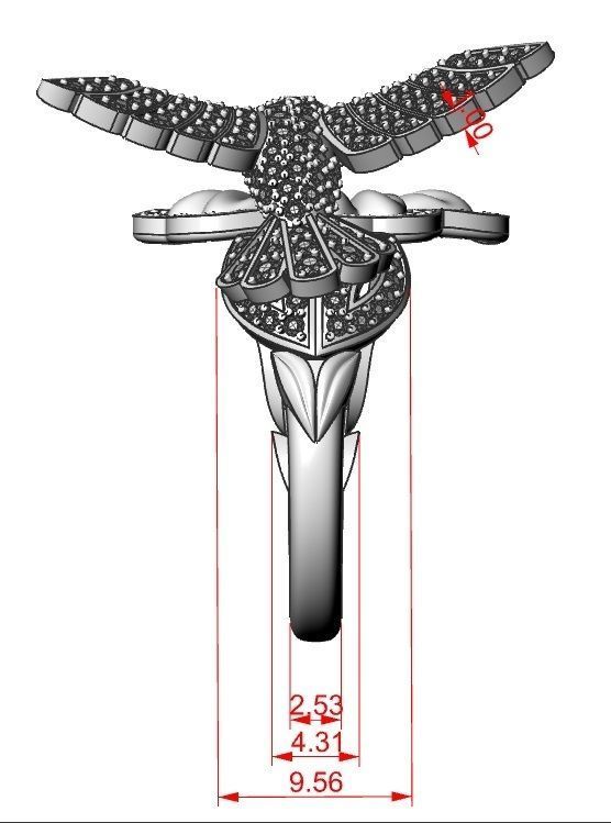 Hummingbird Ring 3D print model_7