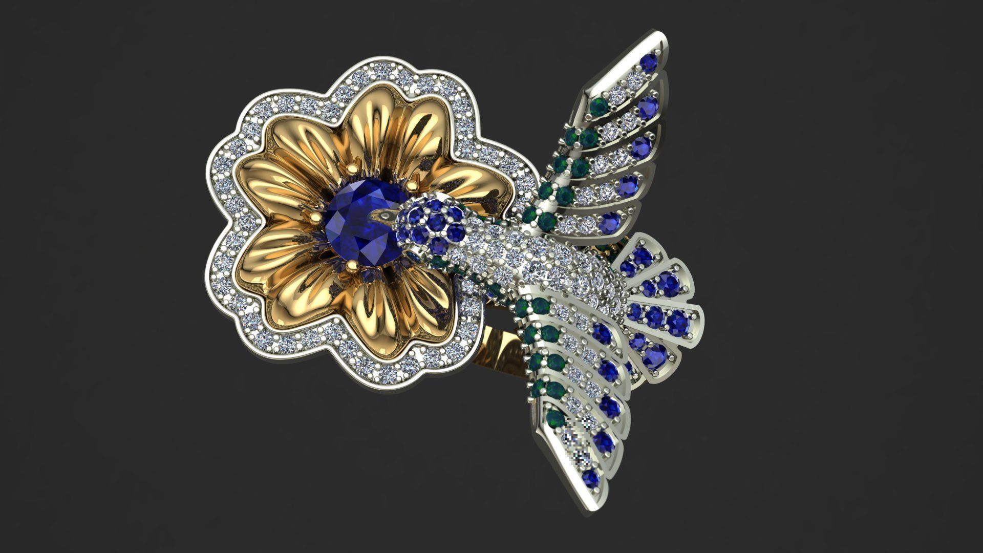 Hummingbird Ring 3D print model_5