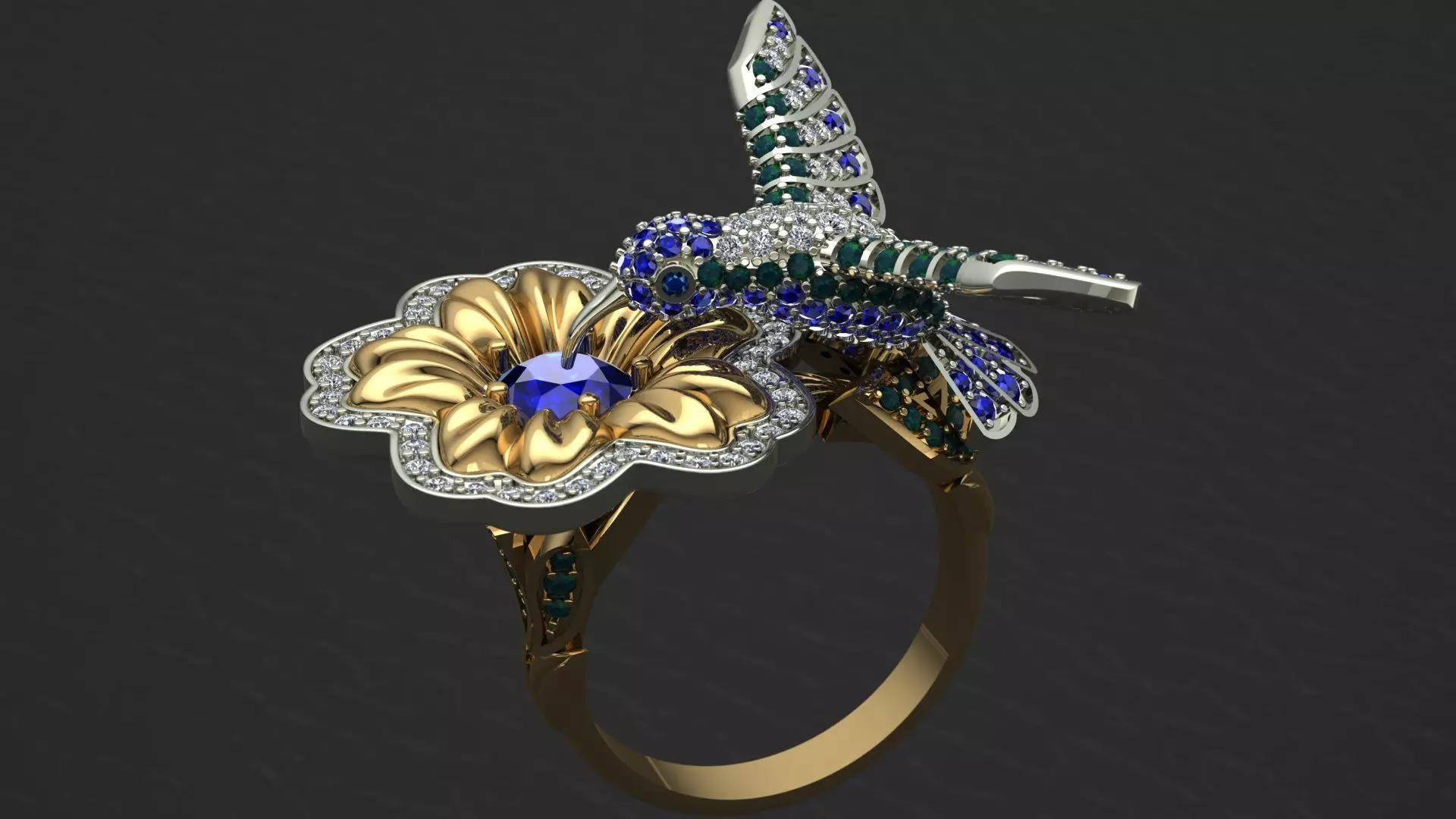 Hummingbird Ring 3D print model_0