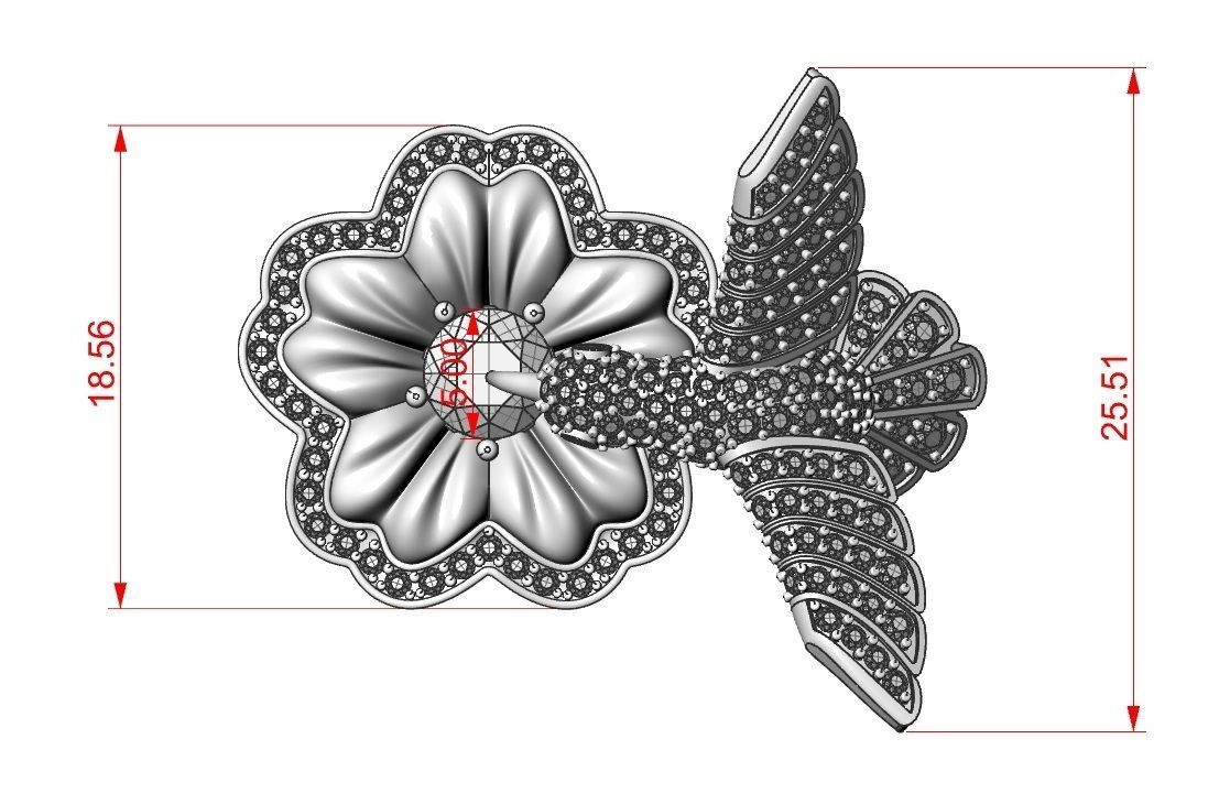 Hummingbird Ring 3D print model_6