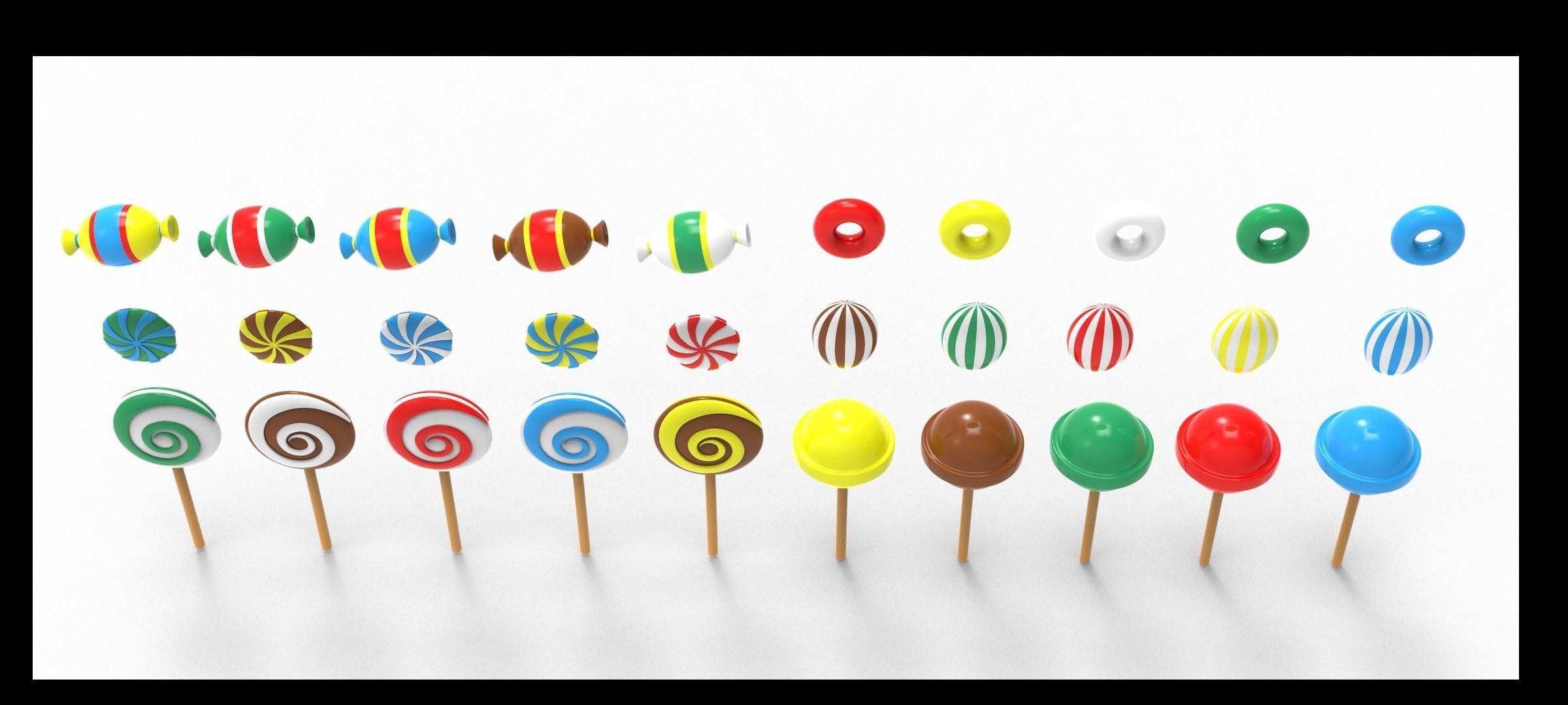 Candy Collection set of pins 3D model_5
