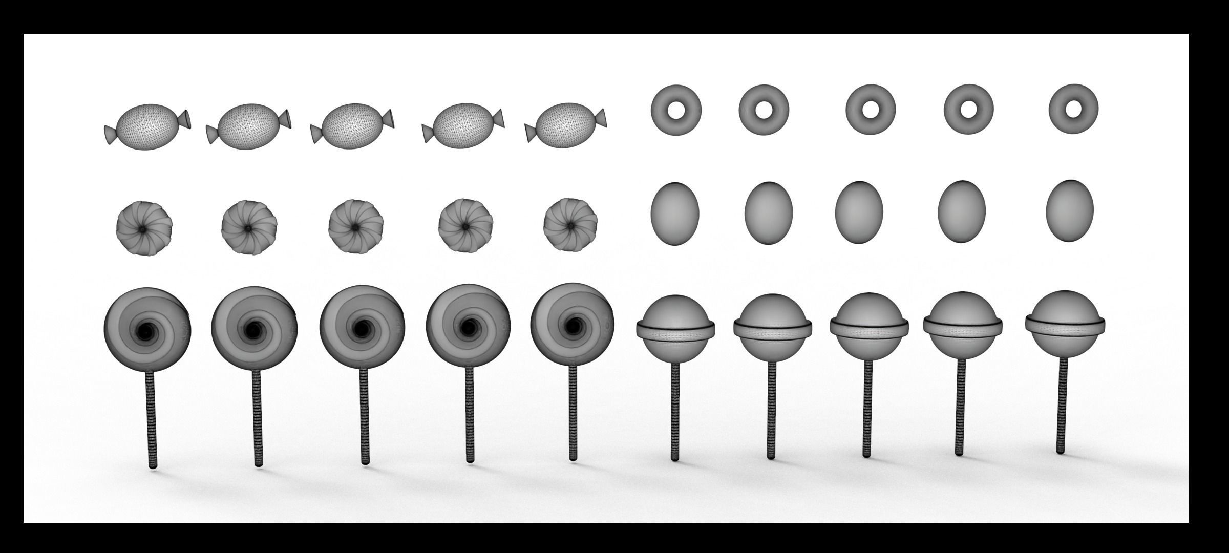 Candy Collection set of pins 3D model_9