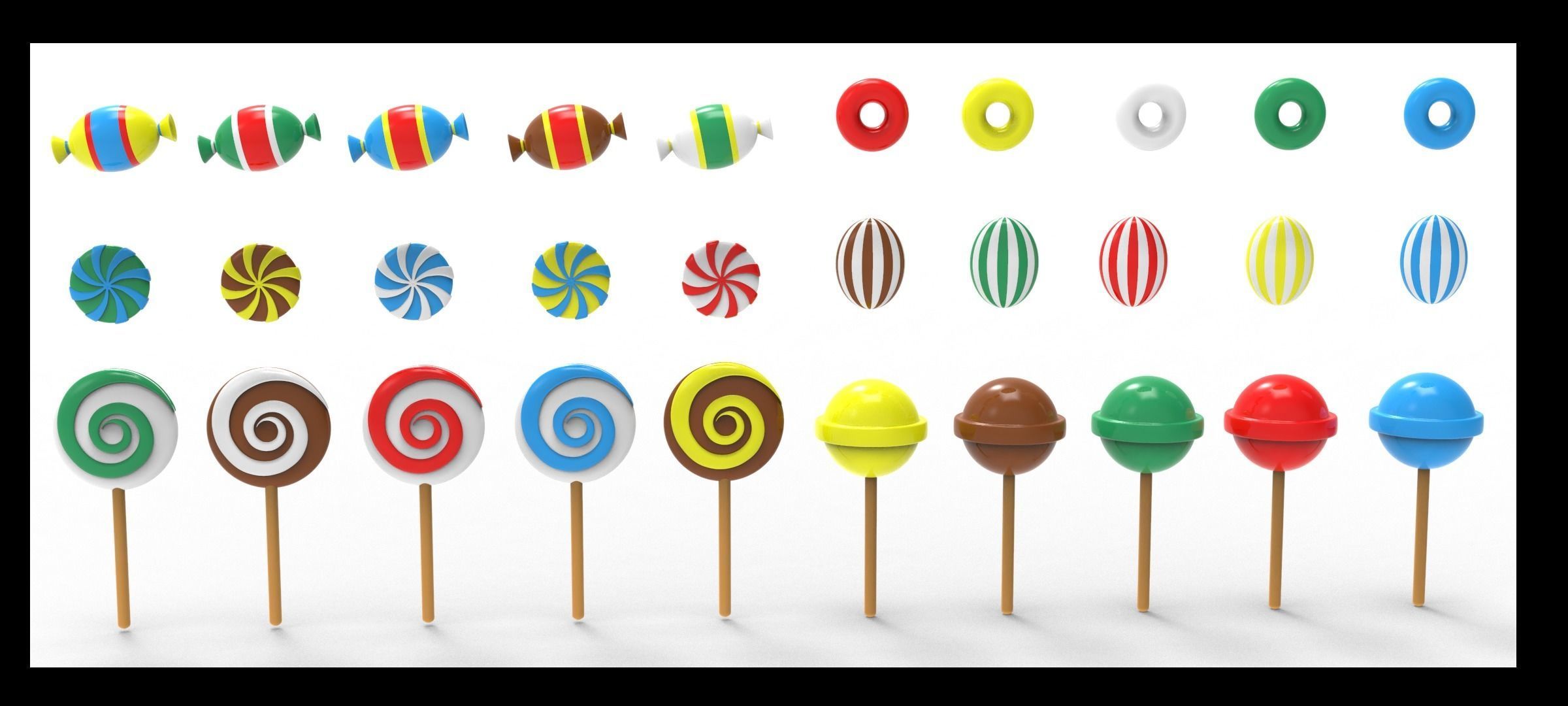 Candy Collection set of pins 3D model_4