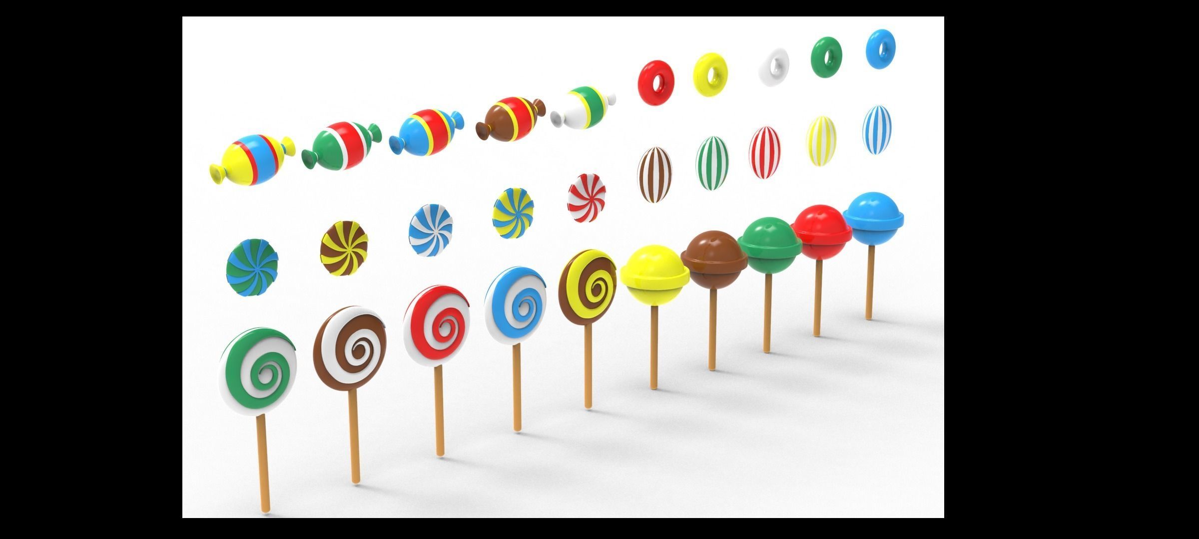 Candy Collection set of pins 3D model_7