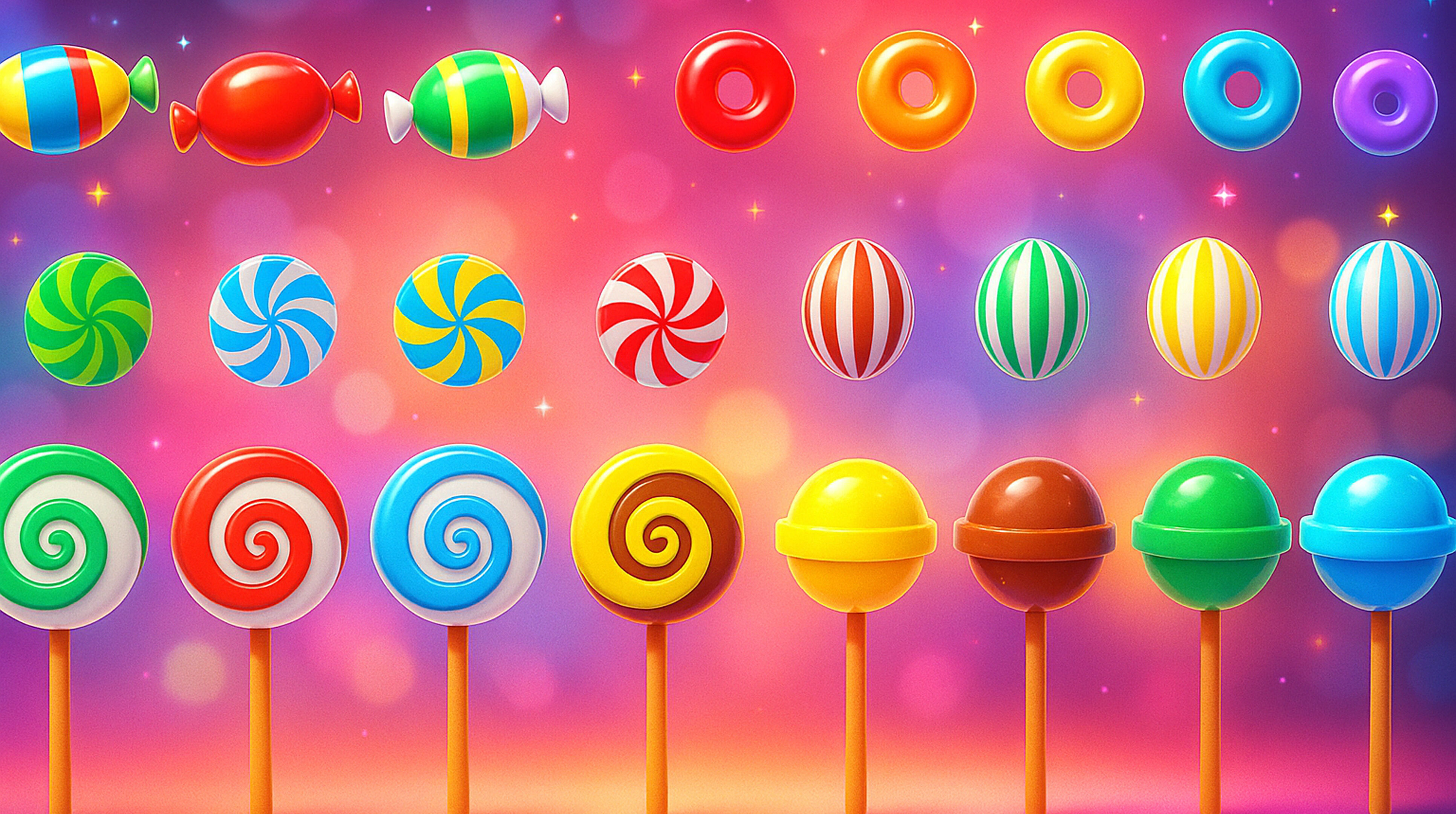 Candy Collection set of pins 3D model_1