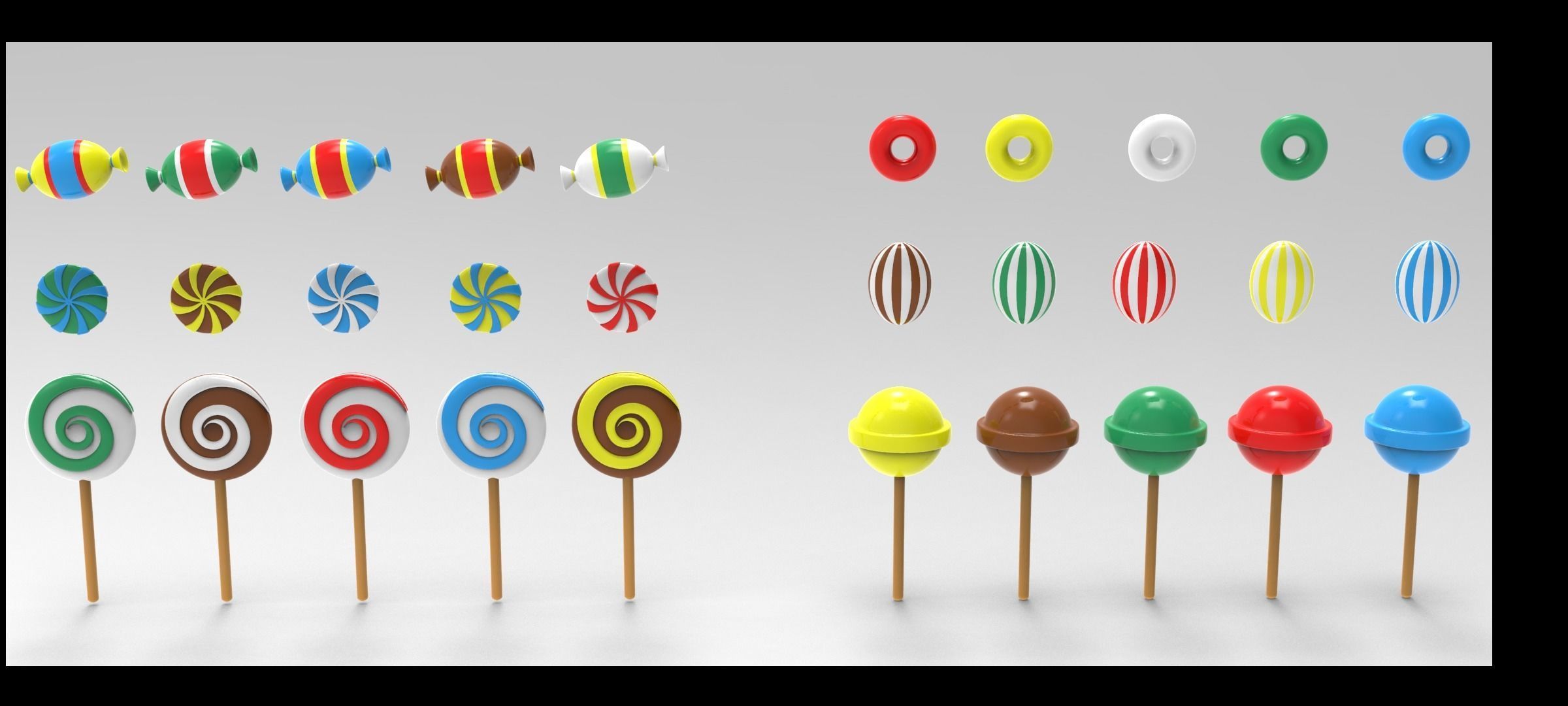 Candy Collection set of pins 3D model_3