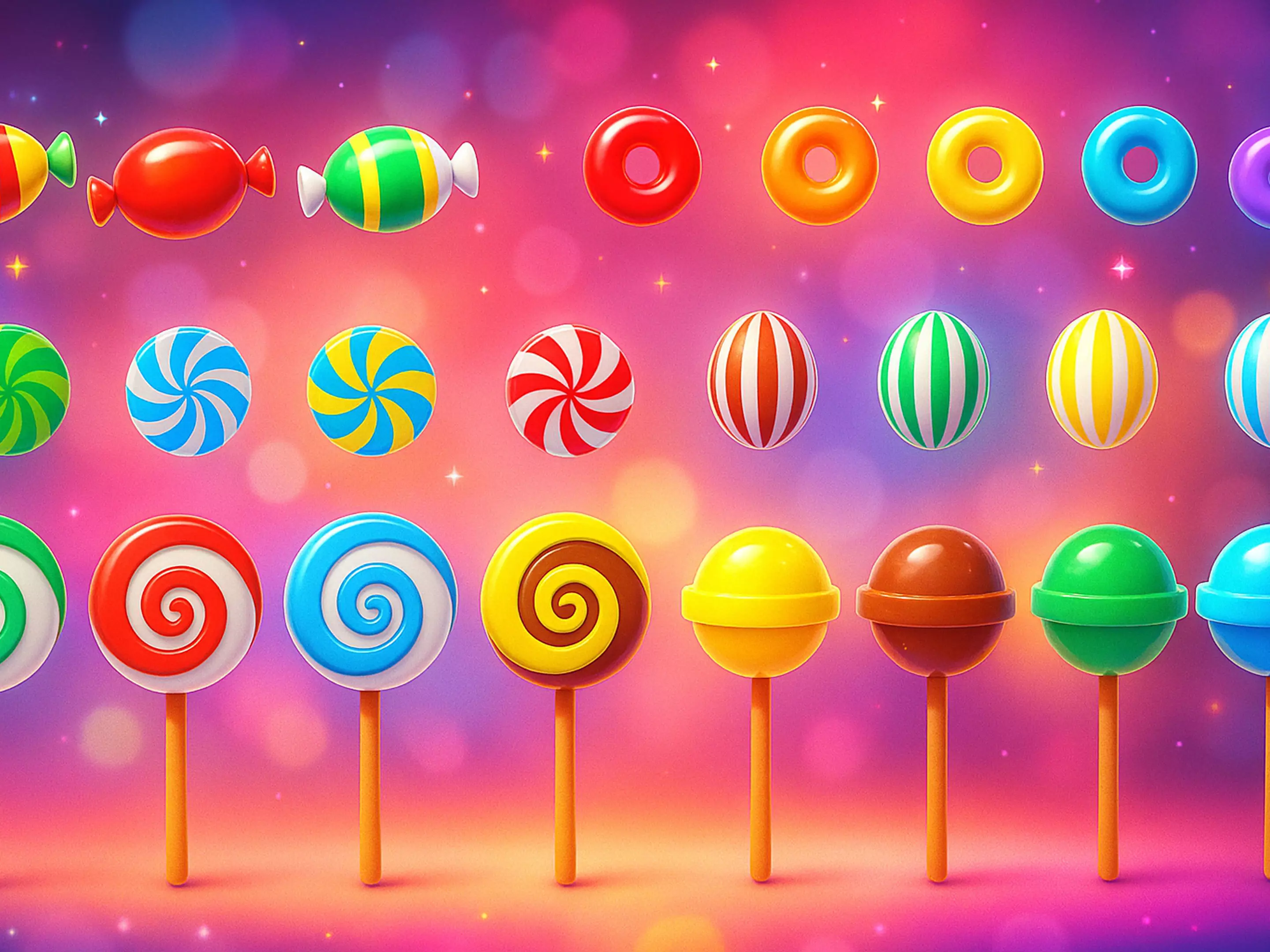 Candy Collection set of pins 3D model_0