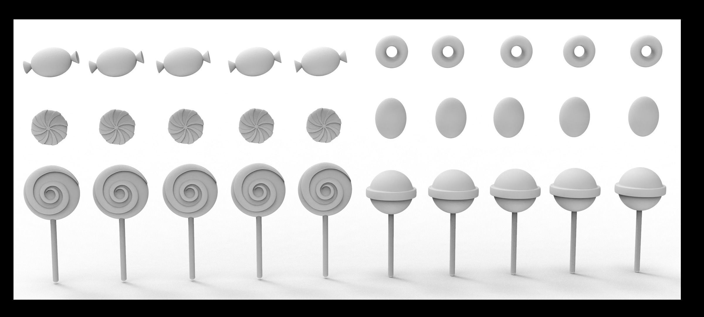 Candy Collection set of pins 3D model_8