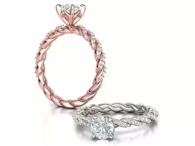 1ct Engagement Ring Spiral Design Bespoke Ring 3model 3D print model