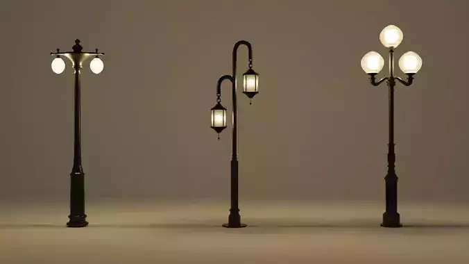 Triple head straight lamp