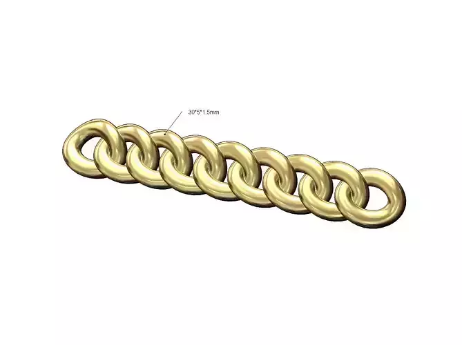 Solid Cuban link chain bracelet ornament