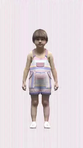 Toddler girls Dungaree Low-poly 3D model
