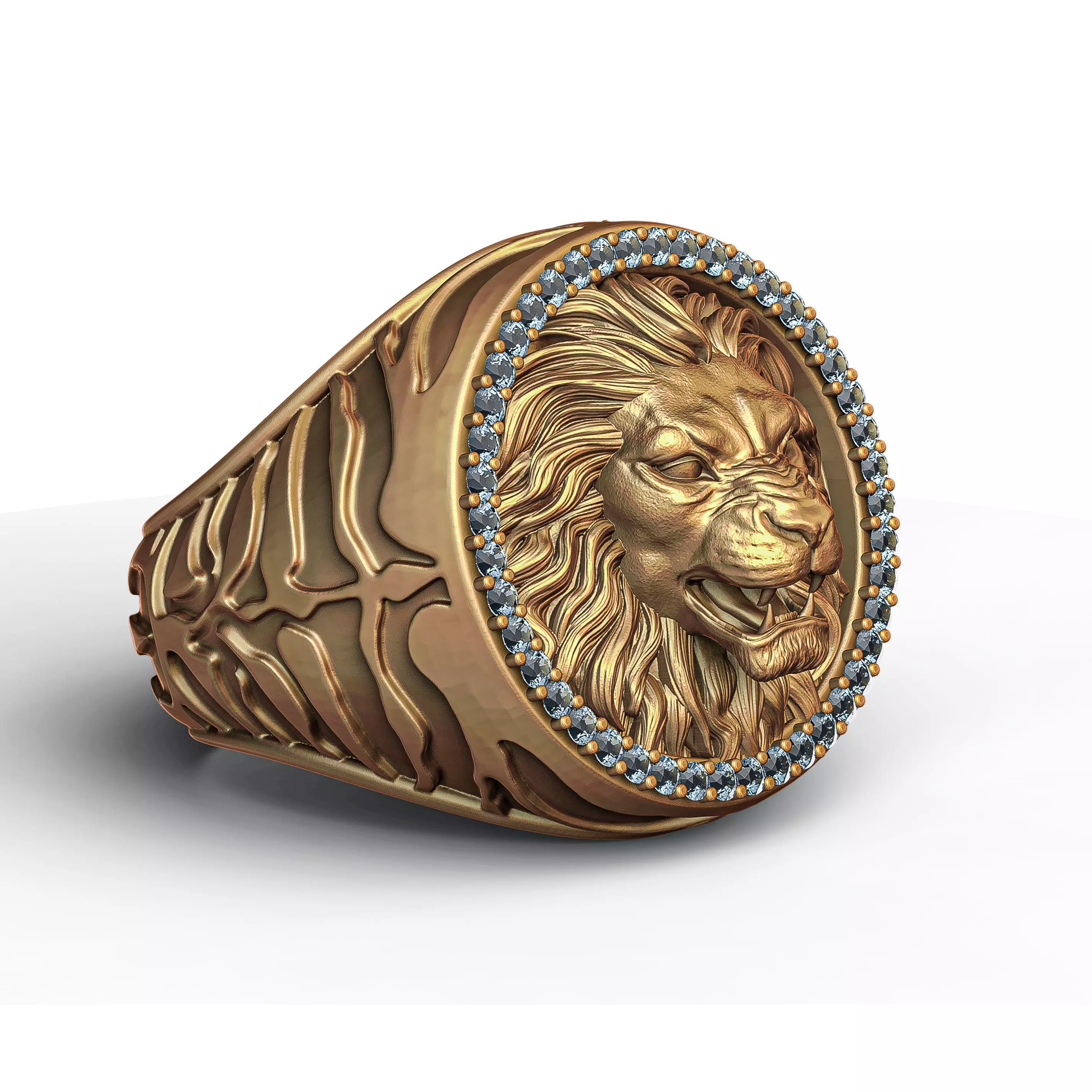 Lion Claw Textured Diamond Ring  3D print model_0