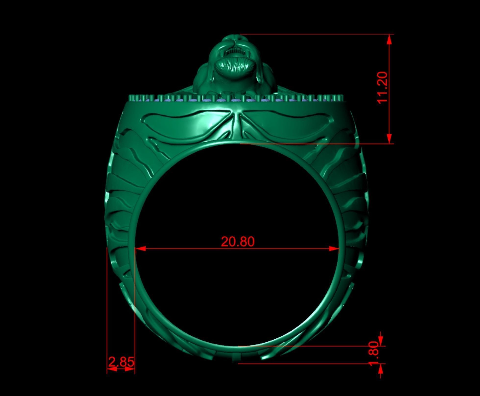 Lion Claw Textured Diamond Ring  3D print model_8