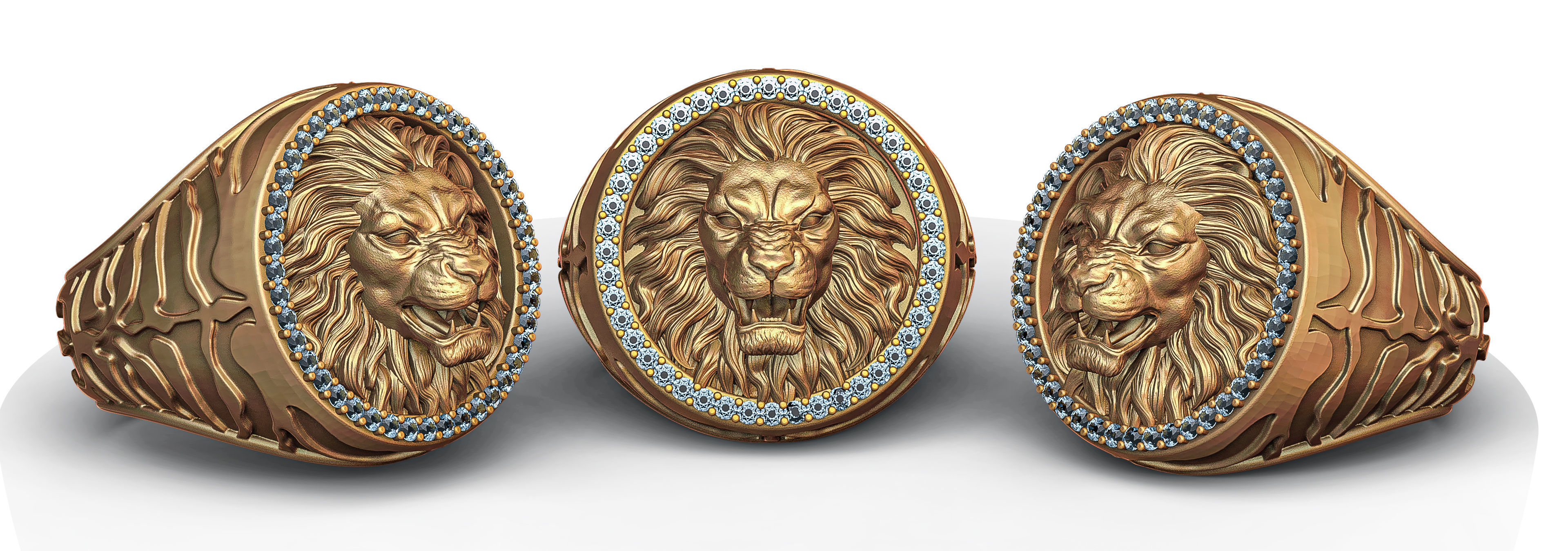 Lion Claw Textured Diamond Ring  3D print model_1