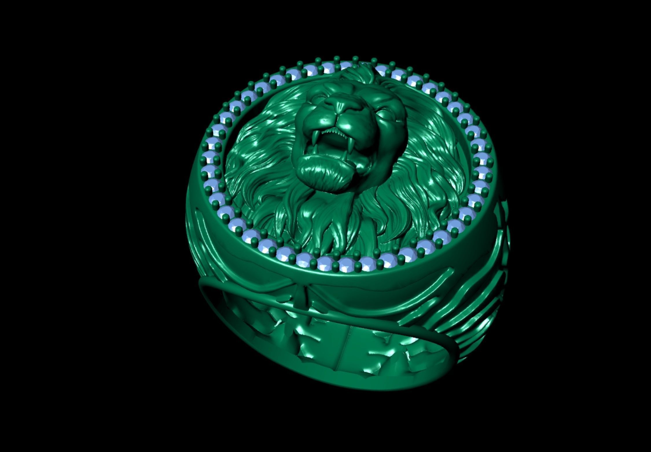 Lion Claw Textured Diamond Ring  3D print model_9