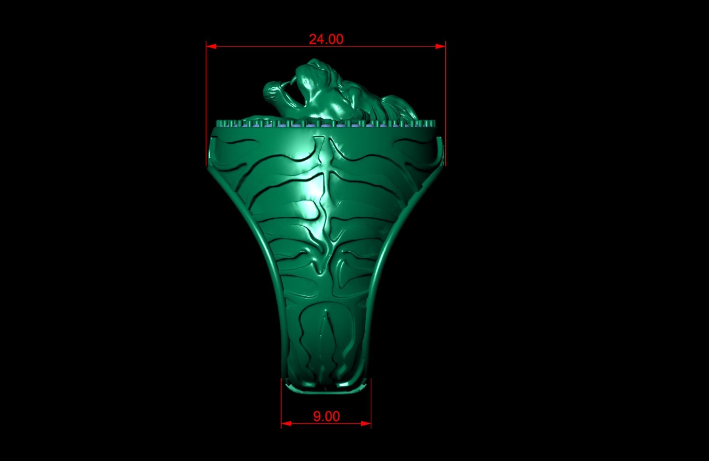 Lion Claw Textured Diamond Ring  3D print model_7