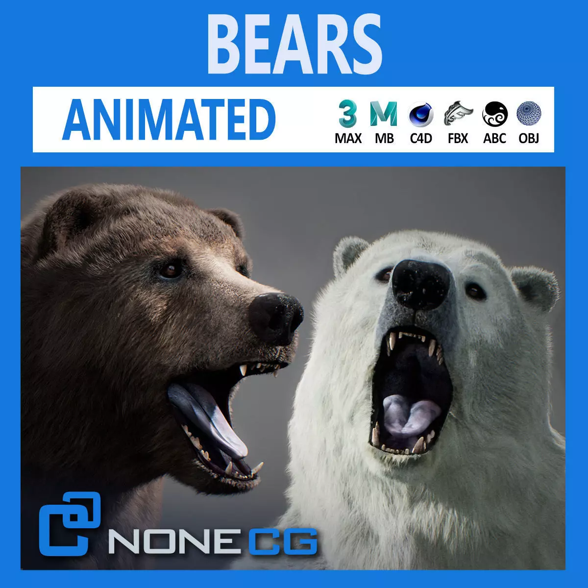 Animated Bears Pack 3D model_0